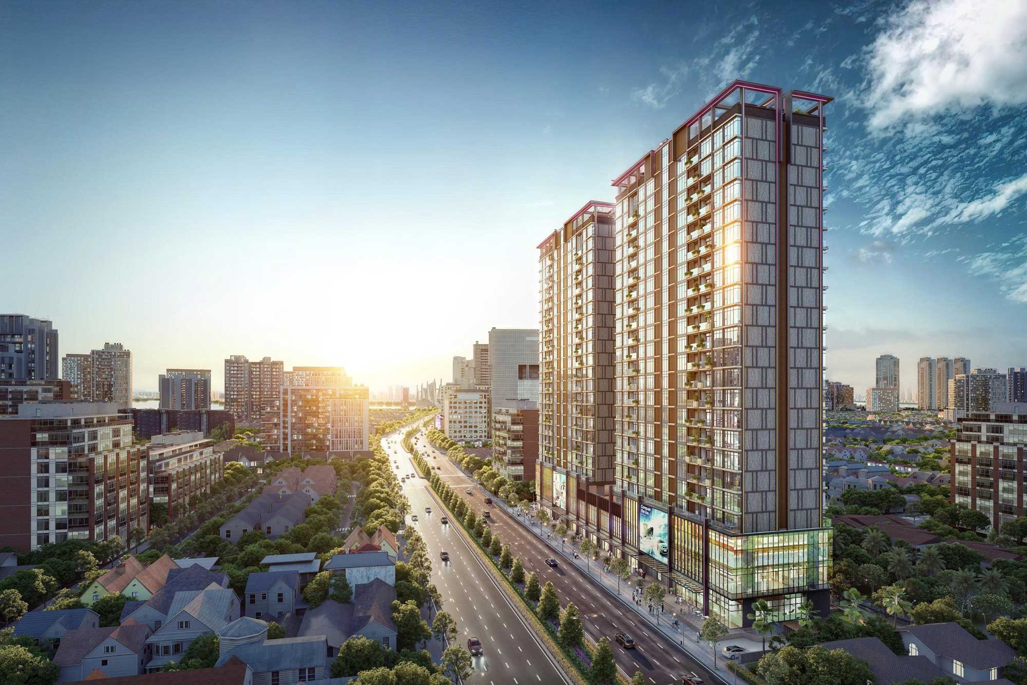 Chung cư Celestine Westlake | Tổng quan, thiết kế, mặt bằng 1 Phối cảnh chung cư Celestine Westlake bên mặt đường Võ Chí Công