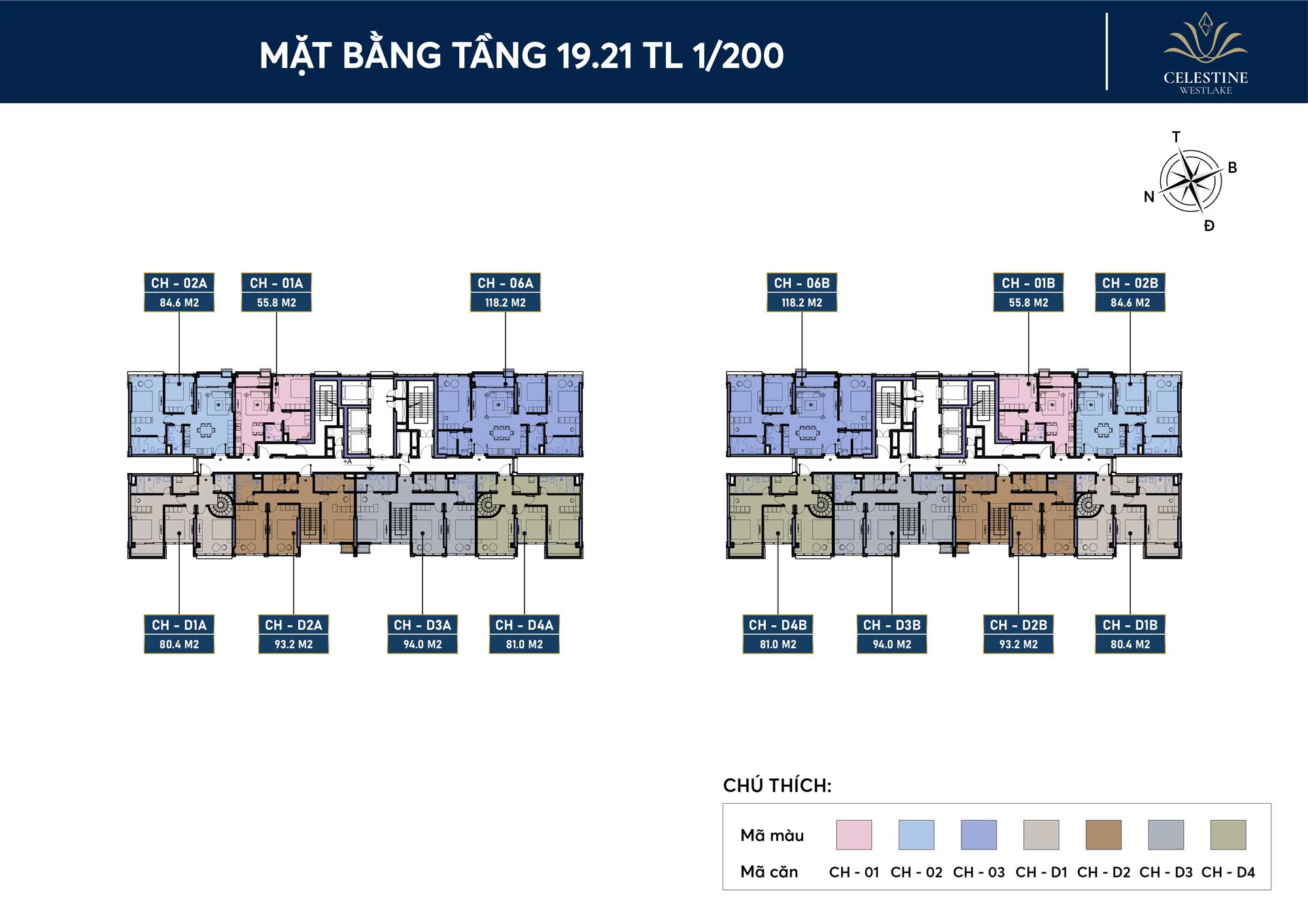 Chung cư Celestine Westlake | Tổng quan, thiết kế, mặt bằng 20 Mặt bằng tầng 19 và 21